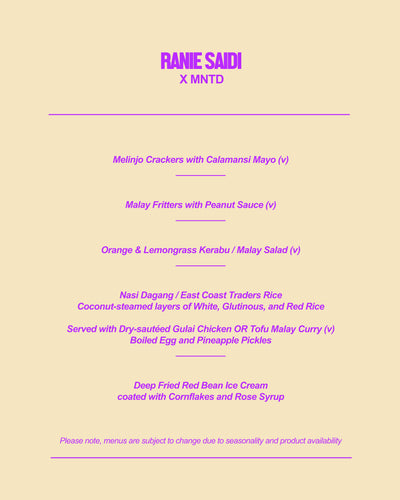 Ranie Saidi Guest Chef Supper Club 26th October 2025
